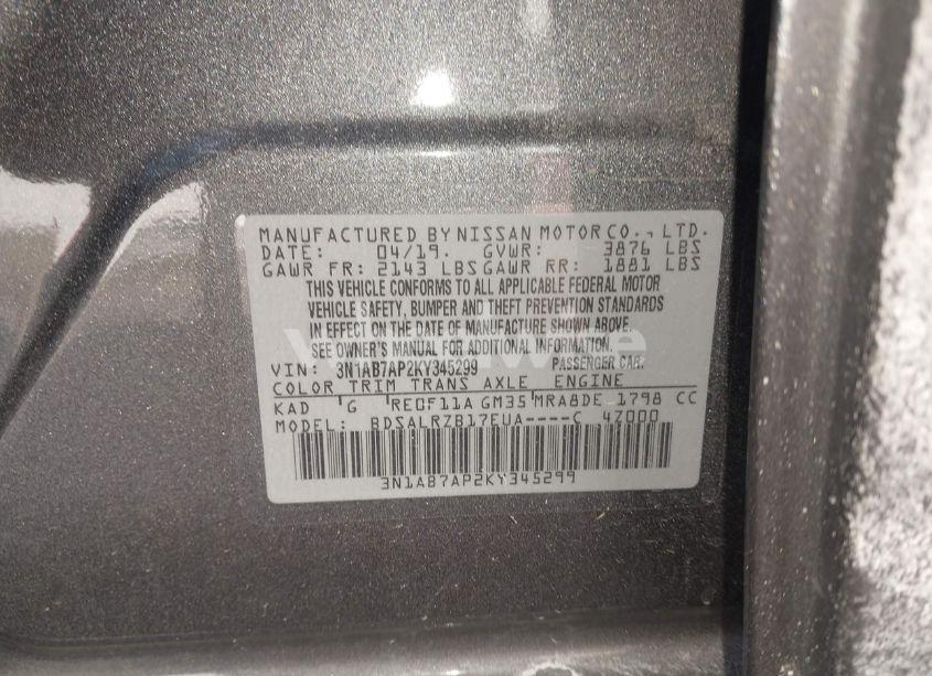 Photo 9 of 2019 Nissan Sentra SR (VIN 3N1AB7AP2KY345299)