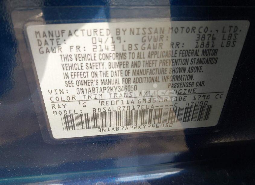 Photo 9 of 2019 Nissan Sentra SR (VIN 3N1AB7AP2KY346050)