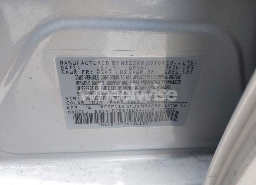 Photo 9 of 2019 Nissan Sentra S (VIN 3N1AB7AP2KY361552)