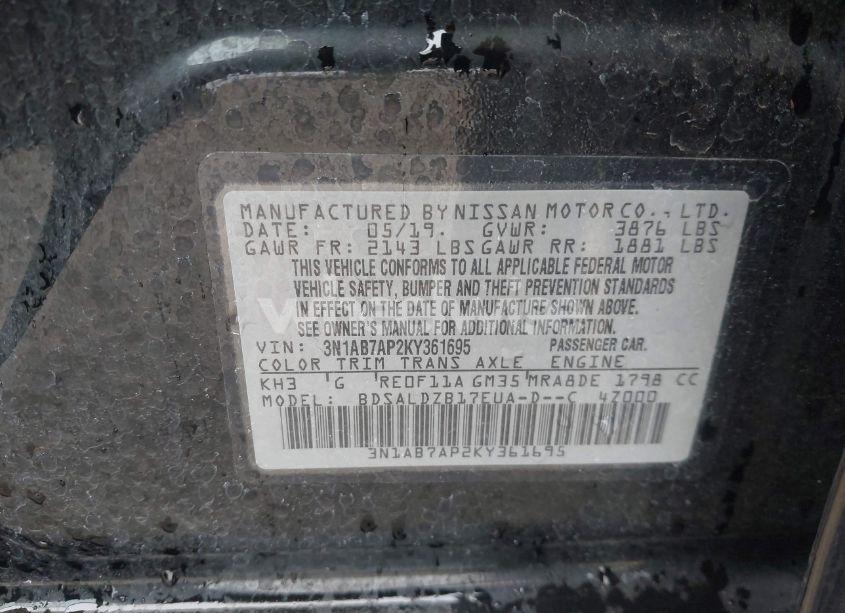 Photo 9 of 2019 Nissan Sentra SV (VIN 3N1AB7AP2KY361695)