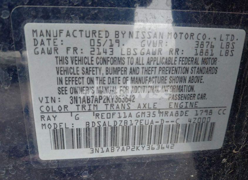 Photo 9 of 2019 Nissan Sentra SV (VIN 3N1AB7AP2KY363642)