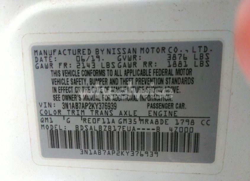 Photo 9 of 2019 Nissan Sentra S (VIN 3N1AB7AP2KY376939)