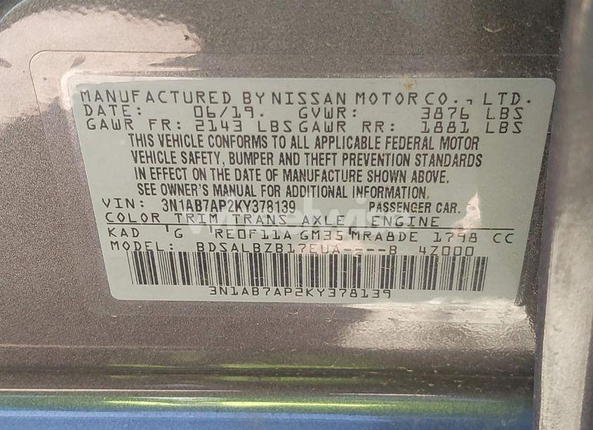 Photo 9 of 2019 Nissan Sentra S (VIN 3N1AB7AP2KY378139)