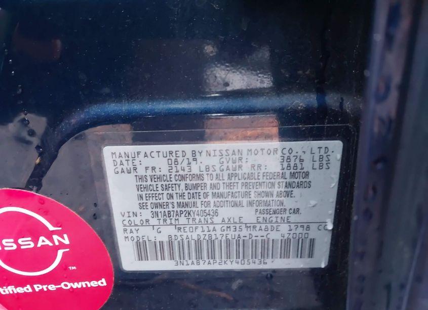 Photo 9 of 2019 Nissan Sentra SV (VIN 3N1AB7AP2KY405436)