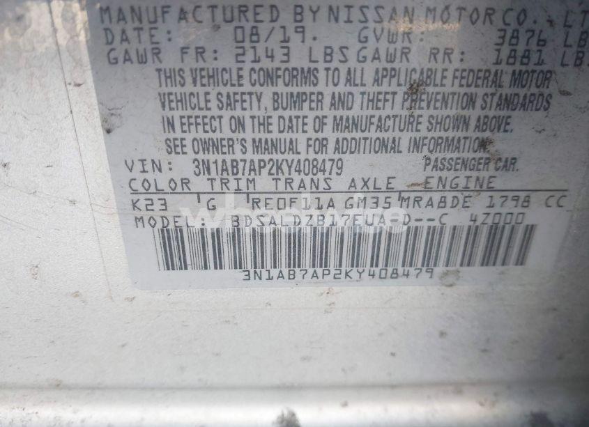 Photo 9 of 2019 Nissan Sentra SV (VIN 3N1AB7AP2KY408479)