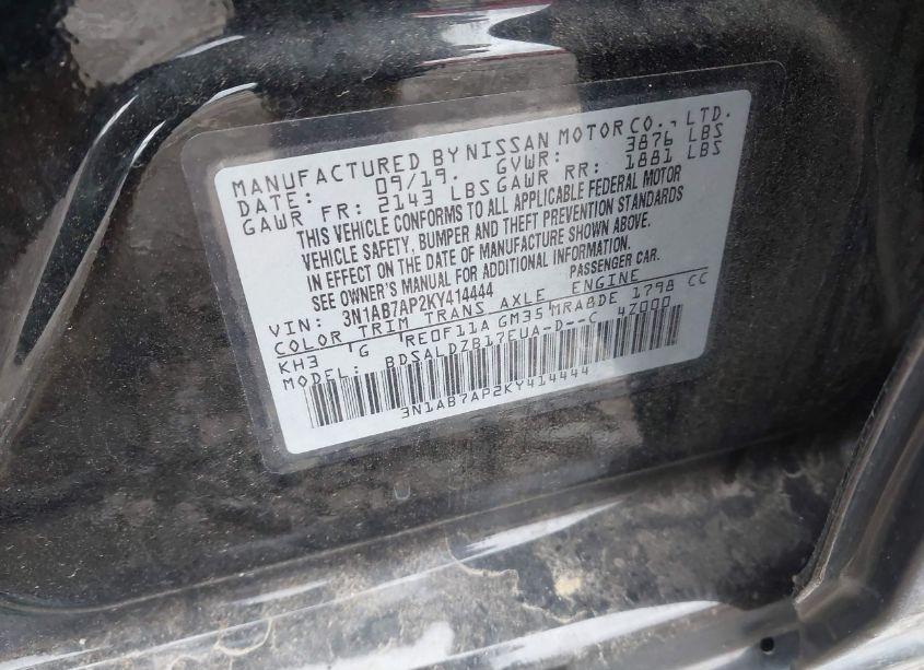 Photo 9 of 2019 Nissan Sentra SV (VIN 3N1AB7AP2KY414444)