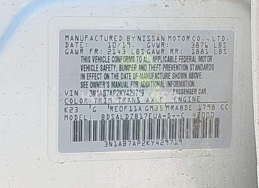 Photo 9 of 2019 Nissan Sentra SV (VIN 3N1AB7AP2KY429719)