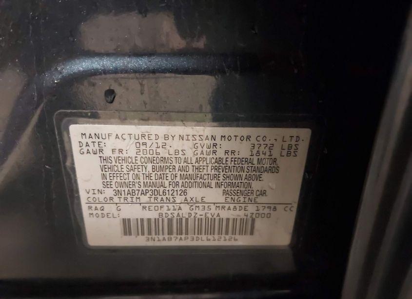 Photo 9 of 2013 Nissan Sentra SV (VIN 3N1AB7AP3DL612126)