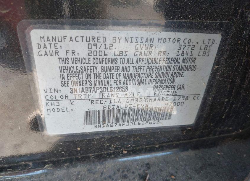 Photo 9 of 2013 Nissan Sentra SV (VIN 3N1AB7AP3DL612658)