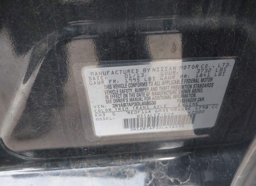 Photo 9 of 2013 Nissan Sentra S (VIN 3N1AB7AP3DL658538)