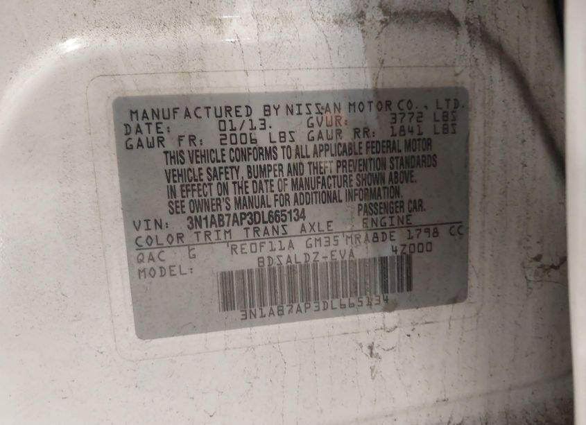 Photo 9 of 2013 Nissan Sentra SV (VIN 3N1AB7AP3DL665134)