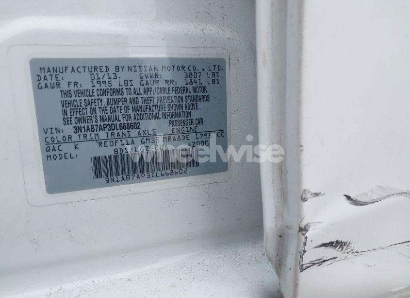 Photo 9 of 2013 Nissan Sentra SL (VIN 3N1AB7AP3DL668602)