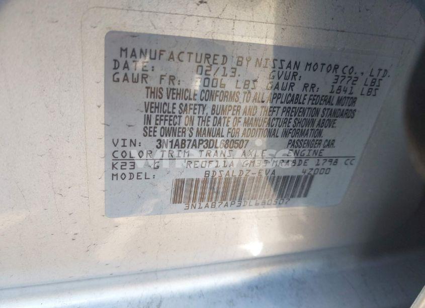 Photo 9 of 2013 Nissan Sentra SV (VIN 3N1AB7AP3DL680507)