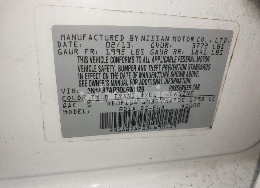 Photo 9 of 2013 Nissan Sentra SV (VIN 3N1AB7AP3DL690129)