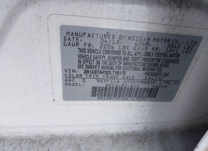 Photo 9 of 2013 Nissan Sentra SR (VIN 3N1AB7AP3DL719175)