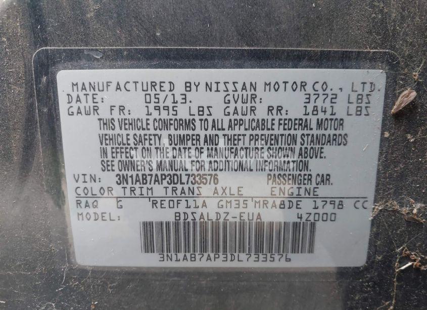 Photo 9 of 2013 Nissan Sentra SV (VIN 3N1AB7AP3DL733576)