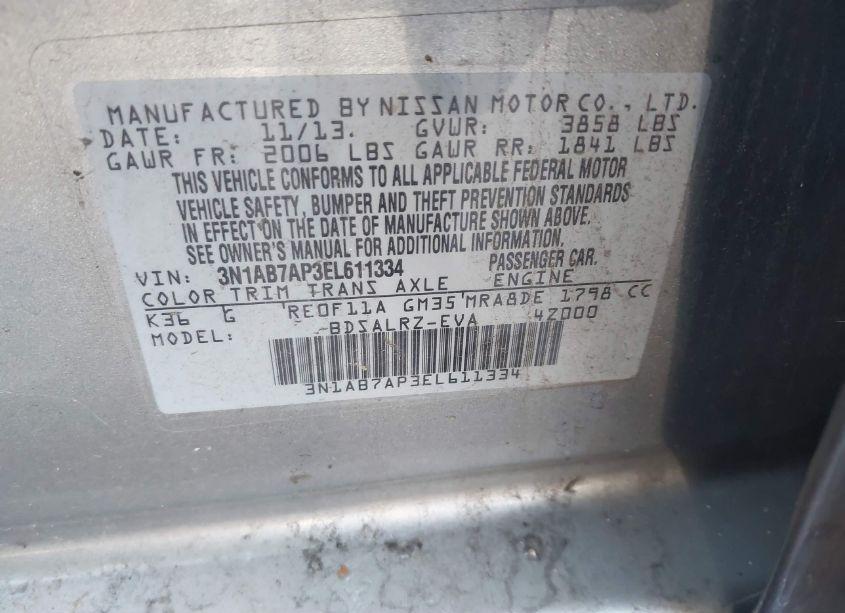 Photo 9 of 2014 Nissan Sentra SR (VIN 3N1AB7AP3EL611334)