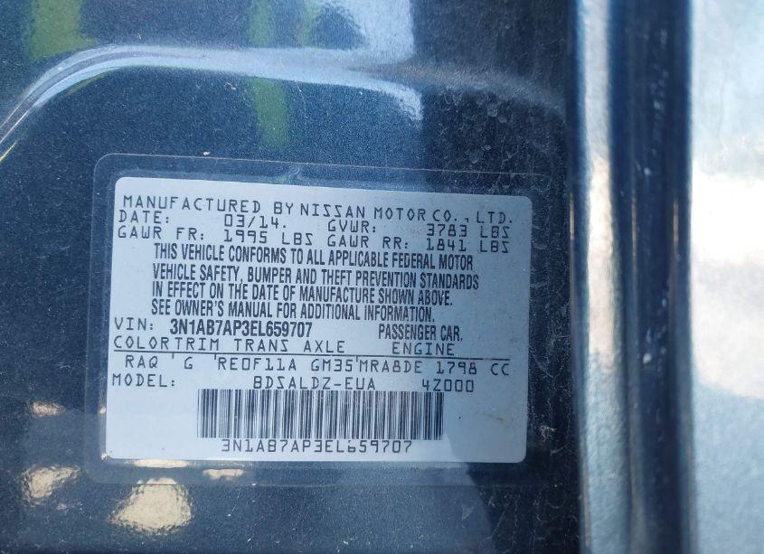 Photo 9 of 2014 Nissan Sentra SV (VIN 3N1AB7AP3EL659707)