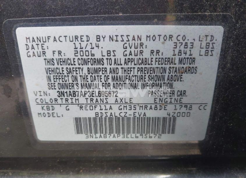 Photo 9 of 2014 Nissan Sentra S (VIN 3N1AB7AP3EL695672)