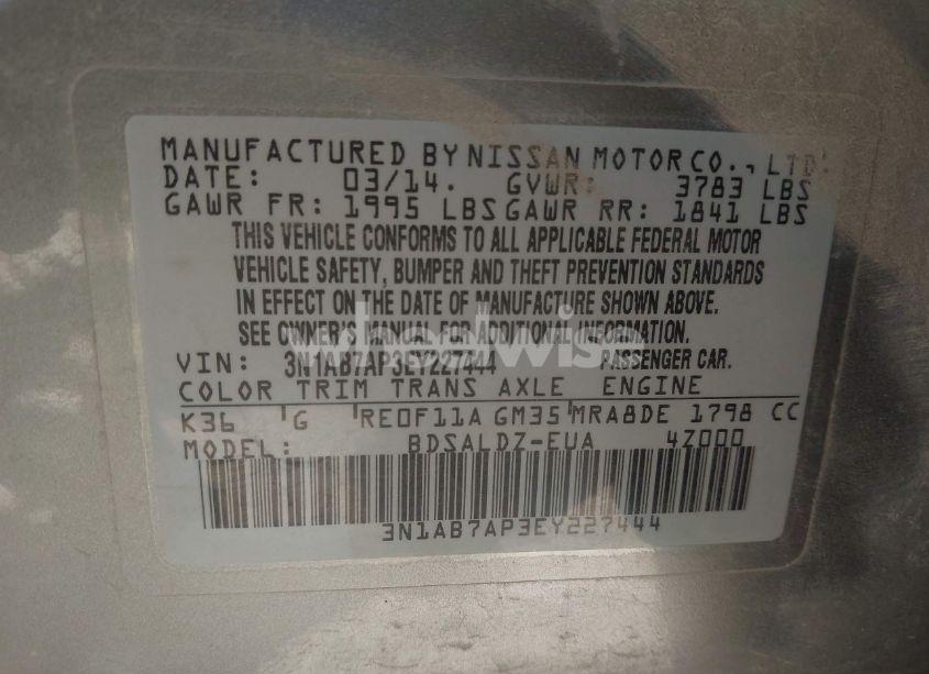 Photo 9 of 2014 Nissan Sentra SV (VIN 3N1AB7AP3EY227444)