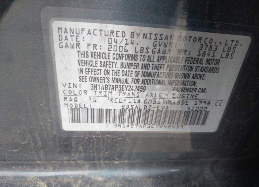 Photo 9 of 2014 Nissan Sentra SV (VIN 3N1AB7AP3EY242459)