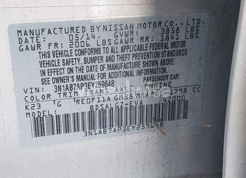 Photo 9 of 2014 Nissan Sentra SL (VIN 3N1AB7AP3EY259648)