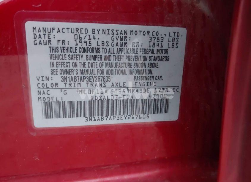 Photo 9 of 2014 Nissan Sentra FE+ S/FE+ SV/S/SL/SR/SV (VIN 3N1AB7AP3EY267605)