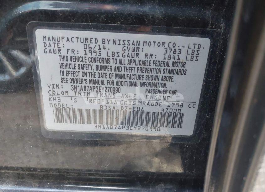 Photo 9 of 2014 Nissan Sentra FE+ S/FE+ SV/S/SL/SR/SV (VIN 3N1AB7AP3EY270990)