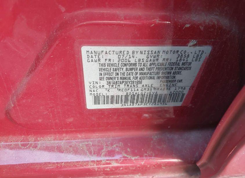 Photo 9 of 2014 Nissan Sentra SL (VIN 3N1AB7AP3EY281956)