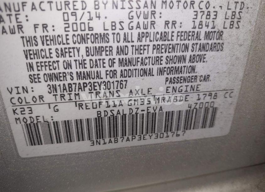 Photo 9 of 2014 Nissan Sentra SV (VIN 3N1AB7AP3EY301767)