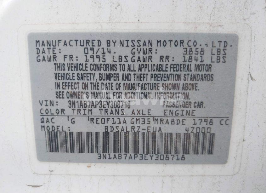 Photo 9 of 2014 Nissan Sentra SR (VIN 3N1AB7AP3EY308718)