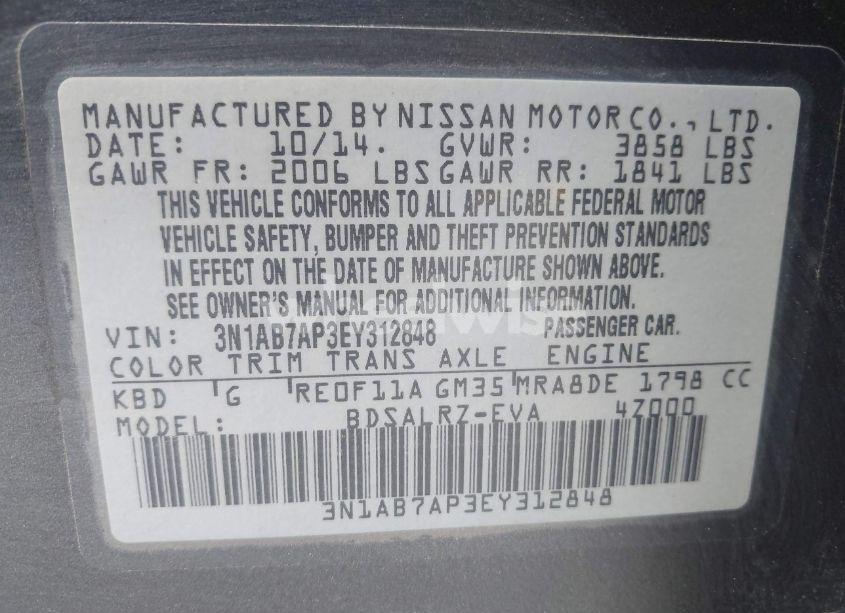 Photo 9 of 2014 Nissan Sentra SR (VIN 3N1AB7AP3EY312848)
