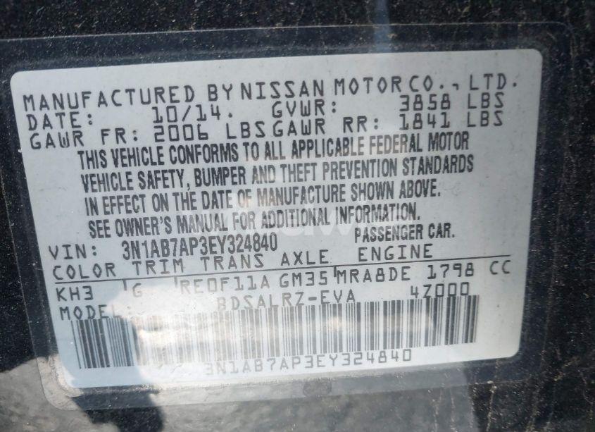 Photo 9 of 2014 Nissan Sentra SR (VIN 3N1AB7AP3EY324840)