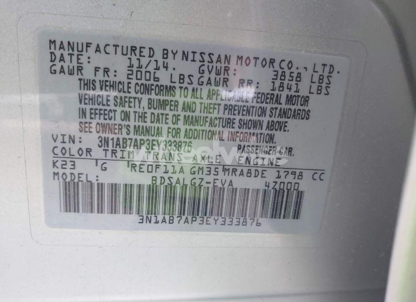 Photo 9 of 2014 Nissan Sentra SL (VIN 3N1AB7AP3EY333876)