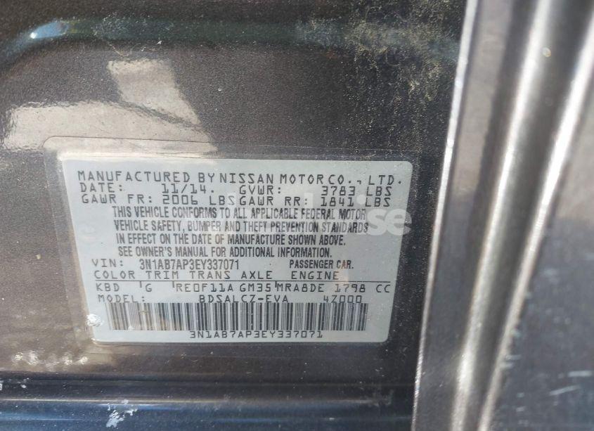 Photo 9 of 2014 Nissan Sentra S (VIN 3N1AB7AP3EY337071)