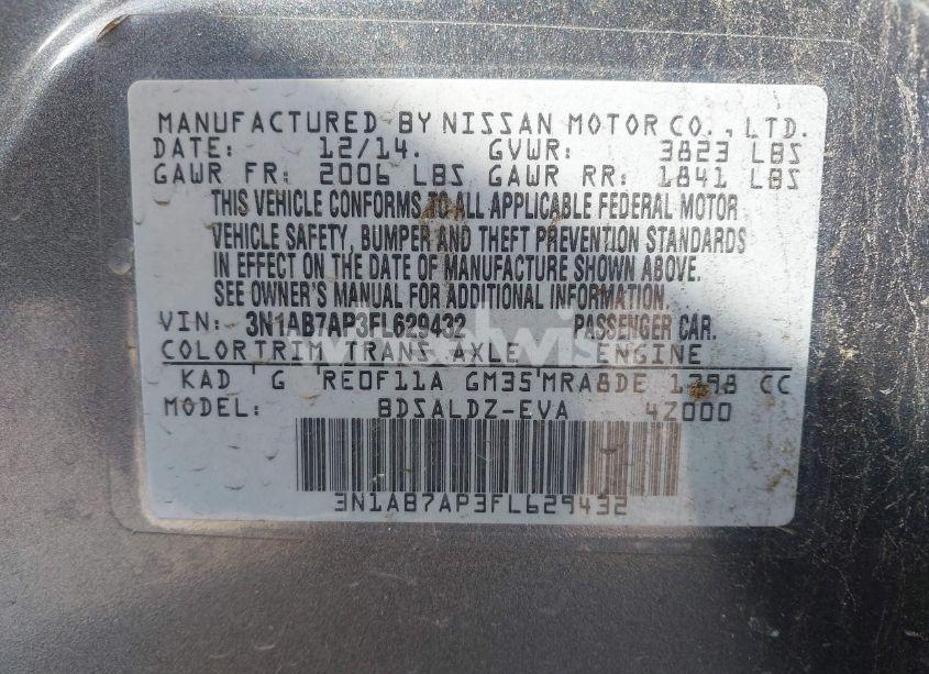Photo 9 of 2015 Nissan Sentra FE+ S/S/SL/SR/SV (VIN 3N1AB7AP3FL629432)