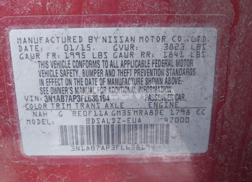 Photo 9 of 2015 Nissan Sentra SV (VIN 3N1AB7AP3FL638194)