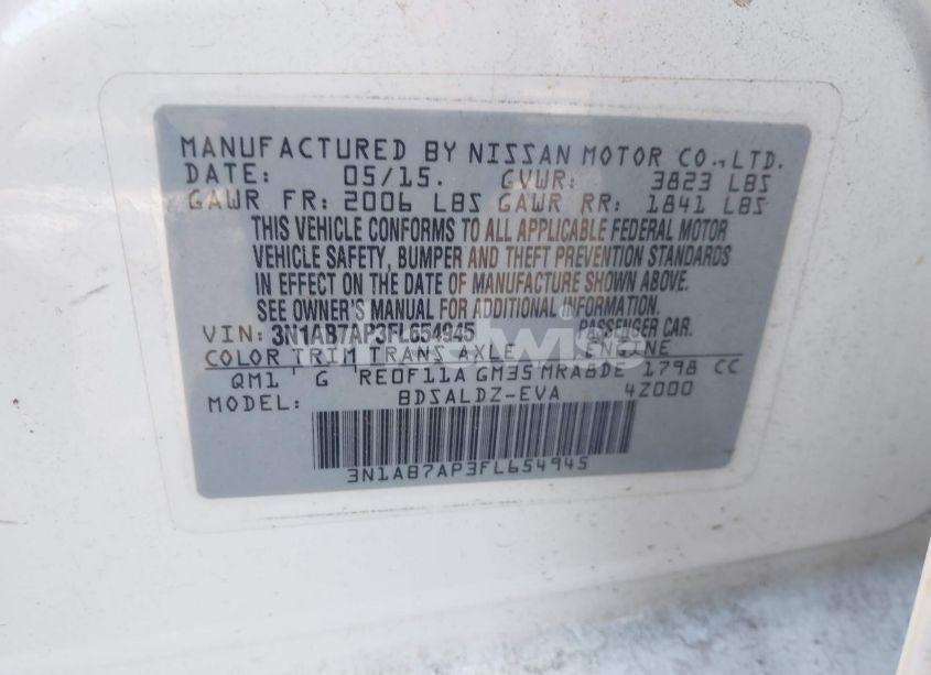 Photo 9 of 2015 Nissan Sentra FE+ S/S/SL/SR/SV (VIN 3N1AB7AP3FL654945)