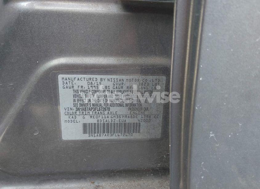 Photo 9 of 2015 Nissan Sentra FE+ S/S/SL/SR/SV (VIN 3N1AB7AP3FL672670)
