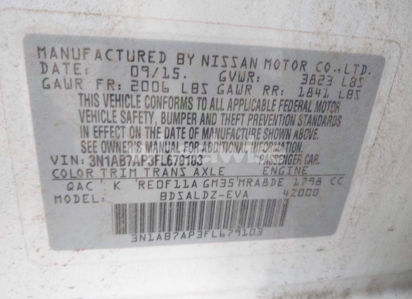 Photo 9 of 2015 Nissan Sentra SV (VIN 3N1AB7AP3FL679103)