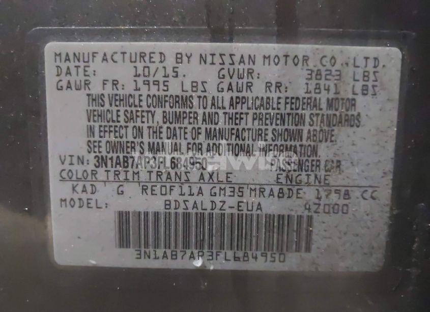 Photo 9 of 2015 Nissan Sentra SV (VIN 3N1AB7AP3FL684950)