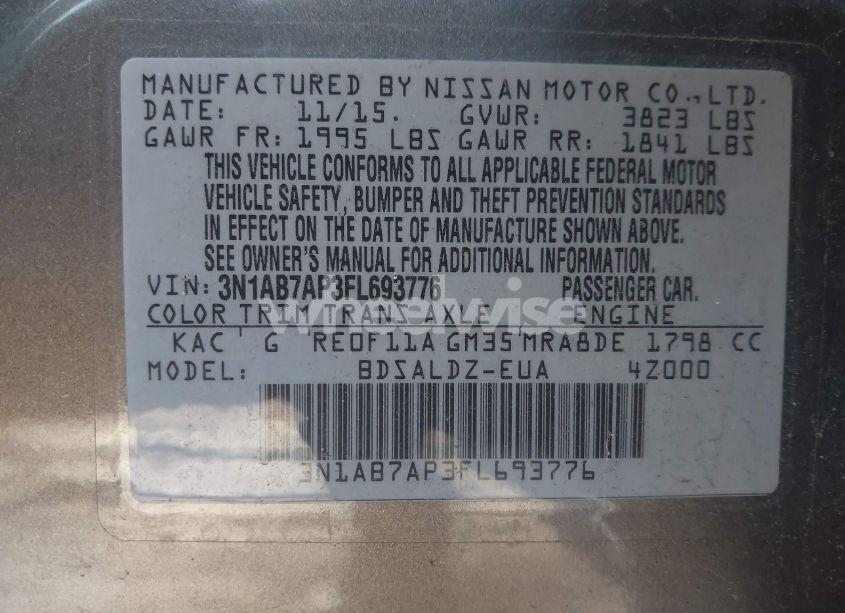 Photo 9 of 2015 Nissan Sentra SV (VIN 3N1AB7AP3FL693776)