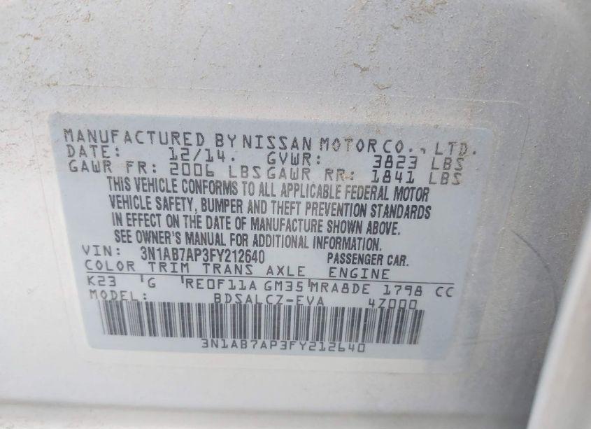 Photo 9 of 2015 Nissan Sentra S (VIN 3N1AB7AP3FY212640)