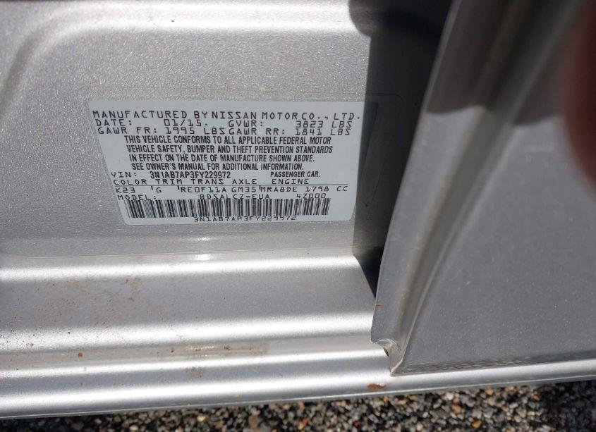 Photo 9 of 2015 Nissan Sentra S (VIN 3N1AB7AP3FY229972)