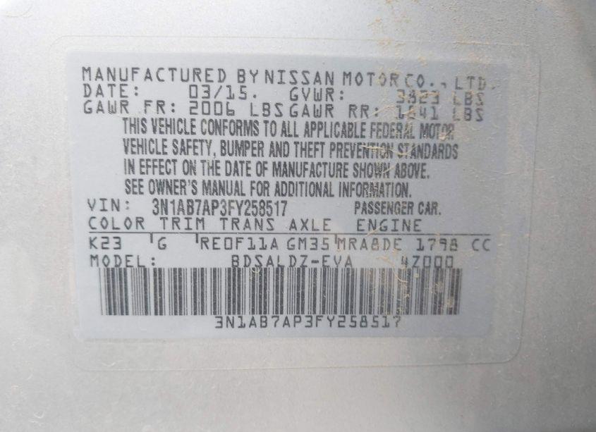 Photo 9 of 2015 Nissan Sentra SV (VIN 3N1AB7AP3FY258517)