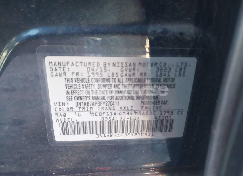 Photo 9 of 2015 Nissan Sentra SV (VIN 3N1AB7AP3FY270411)