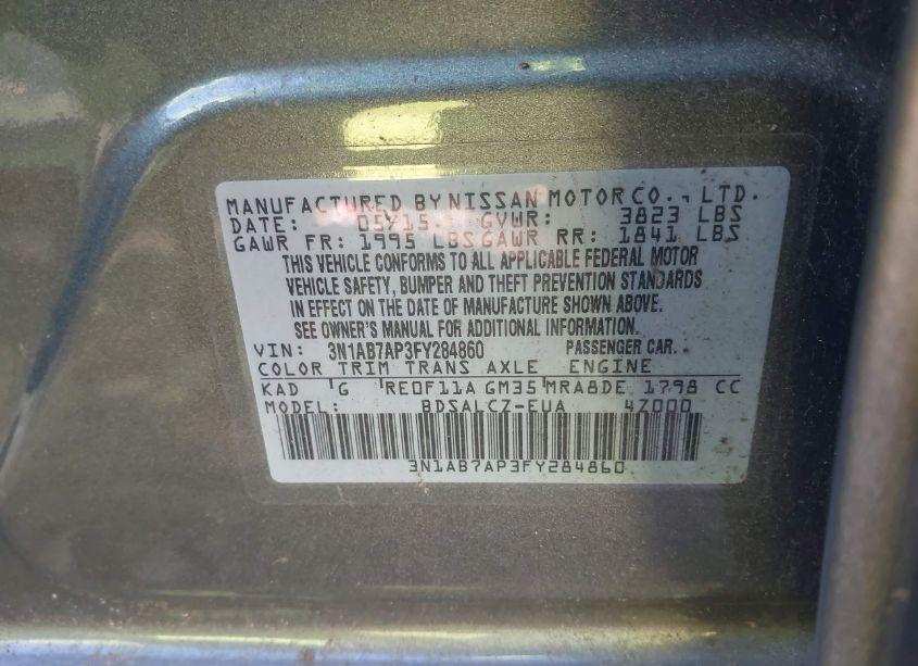 Photo 9 of 2015 Nissan Sentra S (VIN 3N1AB7AP3FY284860)