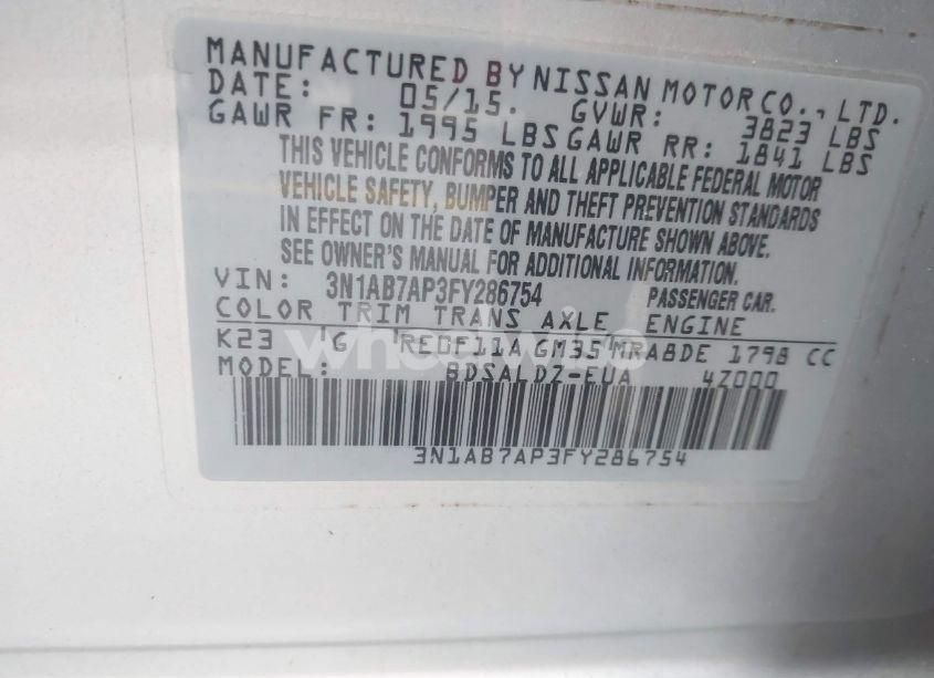 Photo 9 of 2015 Nissan Sentra SV (VIN 3N1AB7AP3FY286754)