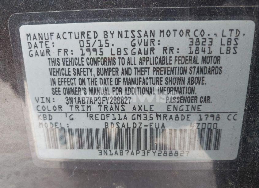 Photo 9 of 2015 Nissan Sentra SV (VIN 3N1AB7AP3FY288827)