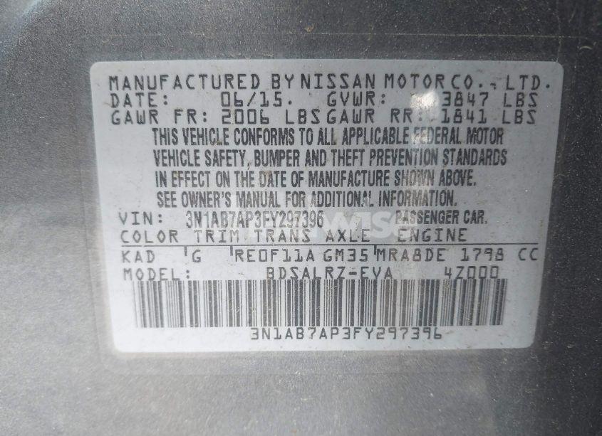 Photo 9 of 2015 Nissan Sentra SR (VIN 3N1AB7AP3FY297396)